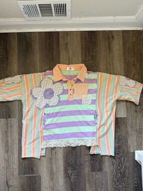 Women’s crochet colorful top